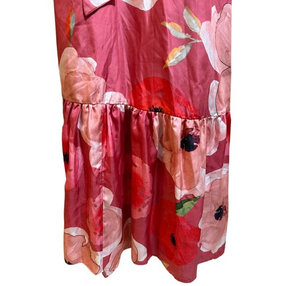 Sruti Dalmia Pink Floral Satin Belted Maxi Dress - NWT - Size XS - $360 MSRP - Picture 7 of 8